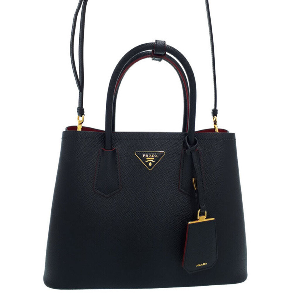 Prada Saffiano Cuir Leather Double 2way Shoulder Bag